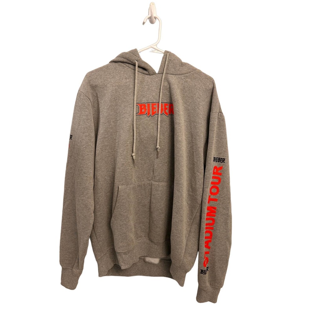 Justine Bieber GREY PULLOVER HOODIE - TEAM BIEBER size-XL